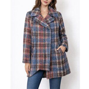 Sachin + Babi Fiction Wool Plaid Asymmetrical Hemline Coat Women’s Size 4